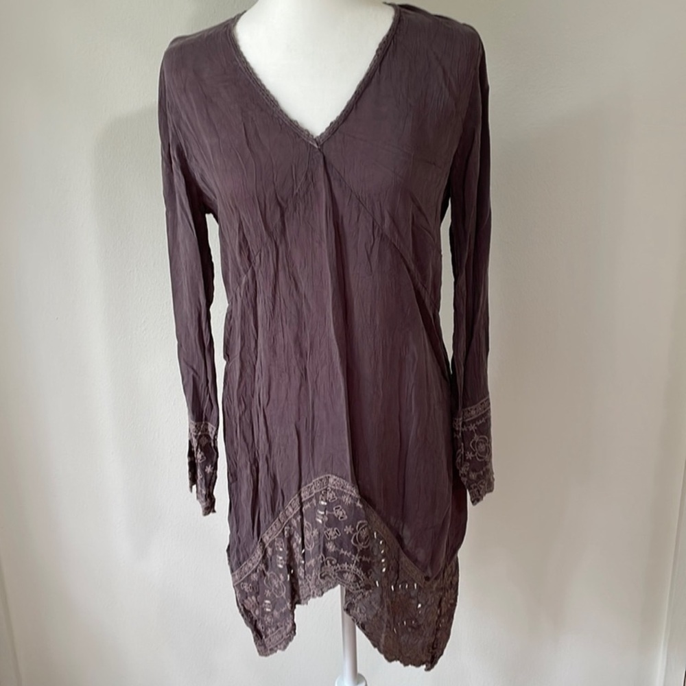 Johnny Was Purple Embroidered Tunic